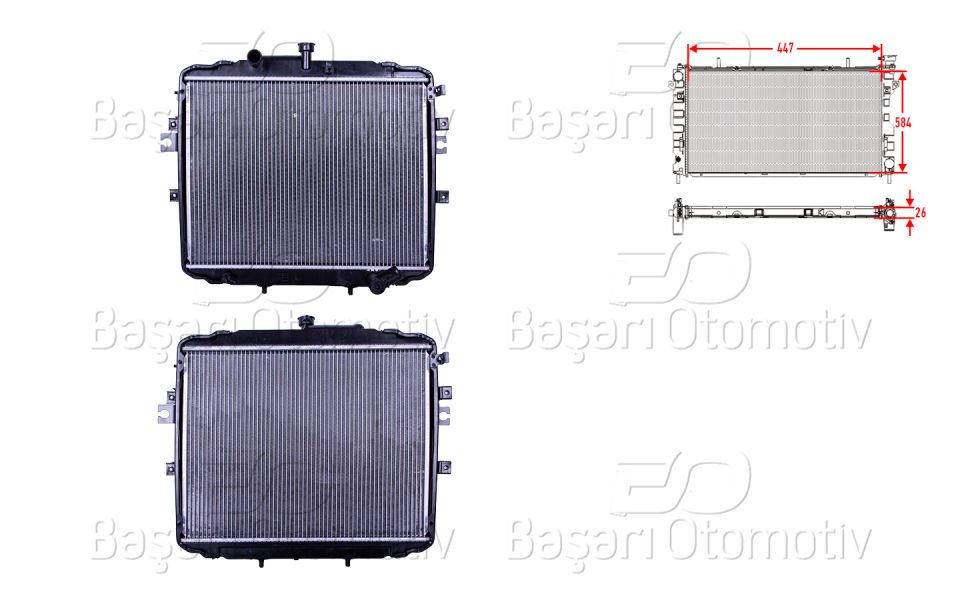 HYUNDA H100 KAMYONET 04>SU RADYATORU BRAZING MT 447X584X26 MM