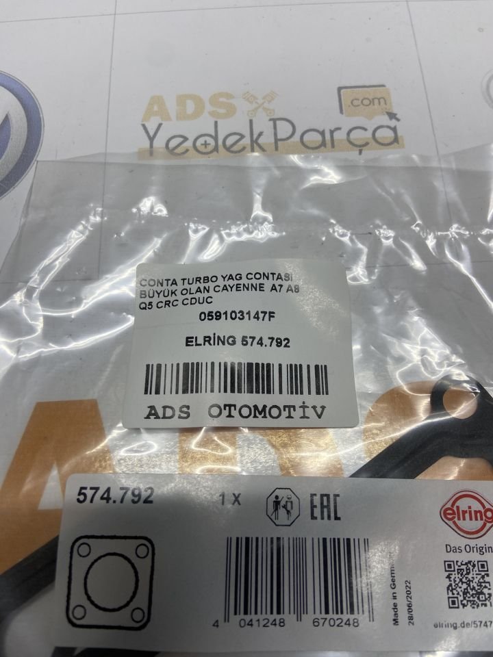 Porsche Cayenne Audi  A6 A7 A8 Q5 3.0TDI CRC CDUC Turbo Yağ Contası Elring