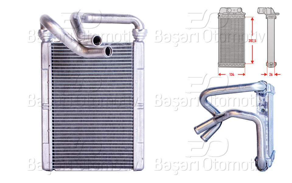 TOYOTA YARIS 1.0 1.3 1.5 VERSO 1.3 1.4 1.5 NCP21 1999>KALORIFER RADYATORU BRAZING 134X208 MM