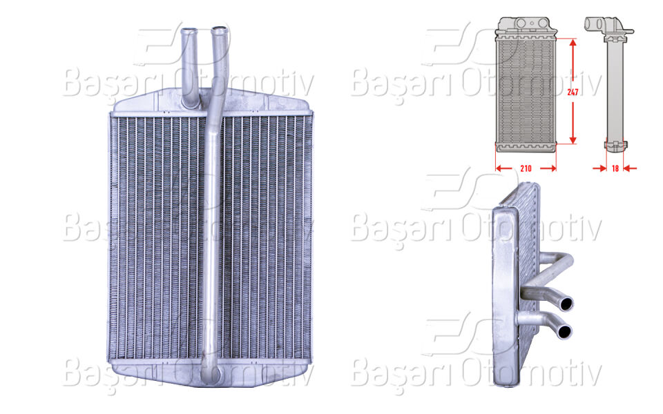 FORD COURIER FIESTA KA PUMA 1.6 1.8D 1.3 1.4 1.6I 1.8D MAZDA 121 1.25 1.3 1.8D 96-03KALORIFER RADYATORU BRAZING 247X207 MM