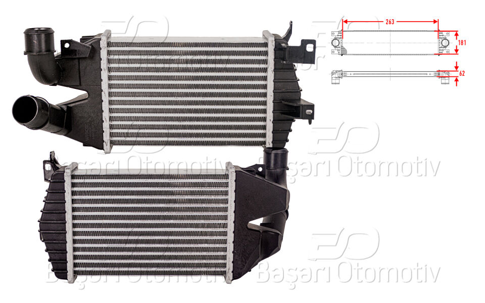 OPEL ASTRA H ZAFIRA B 1.3 CDTI 1.7 CDTI 1.9 CDTI 04>TURBO RADYATORU (INTERCOOLER) 263X176X62