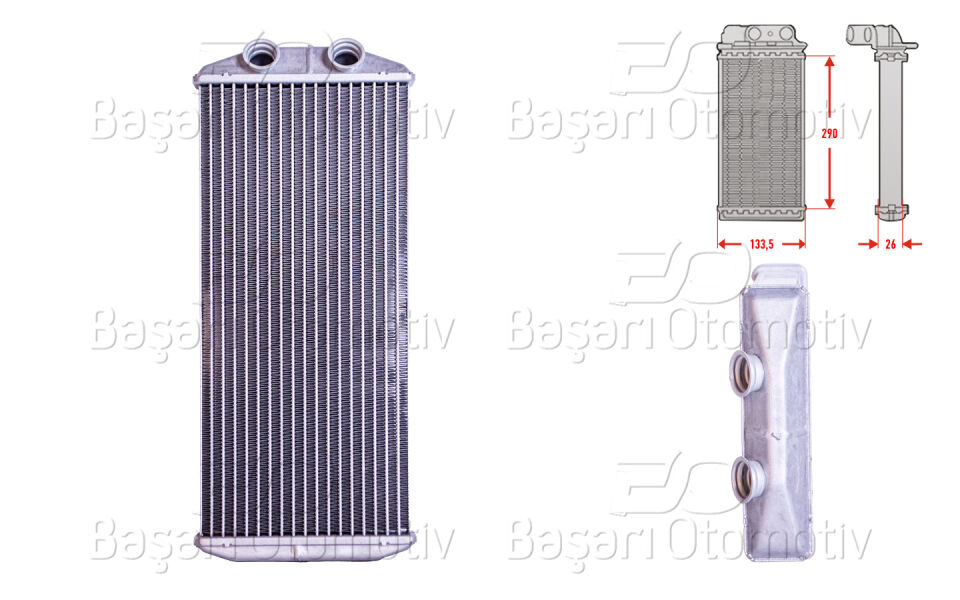CITROEN BERLINGO 1.6 HDI C4 1.6 16V 1.8 I 2.0 HDI PEUGEOT PARTNER 1.6 HDI 16V 08 >KALORIFER RADYATORU BRAZING 290X138 MM