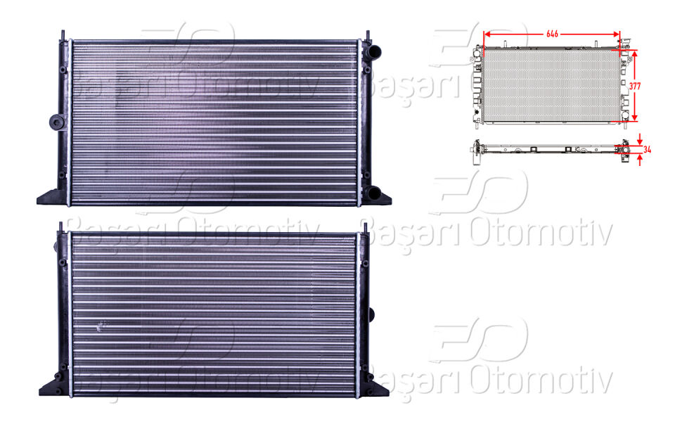 VW SHARAN 1.9 TDI 96 1Y AFN AHU AVG 95>SU RADYATORU MEKANIK MT 646X377 MM
