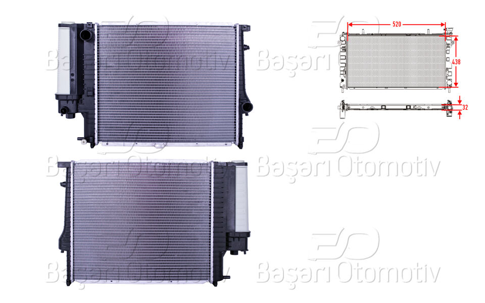 BMW 5 SERISI E34 M50 5.20I. 5.25I M40. 5.18ISU RADYATORU BRAZING MT-AT 520X438X32