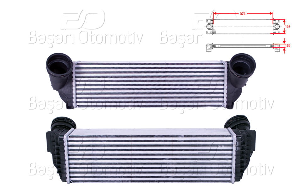 BMW E70 X5 3.0D 3.0SD 3.0D XD 3.5I 4.0D XD F15 X5 2.5D SDRIVE 3.0D SDRIVE 3.5I 4.0D 4.0E E71 X6 3.0D XD 3.5D XD 3.5I XD 4.0D XD 07 >TURBO RADYATORU (INTERCOOLER) 525X157X100