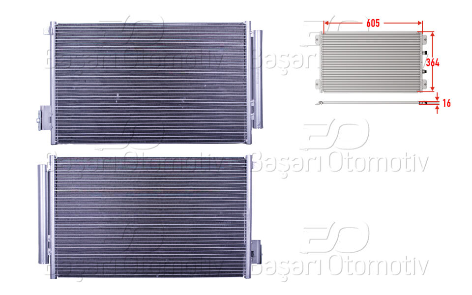 FIAT500L. EGEA 1.4 12>KLIMA RADYATORU 605X364X16