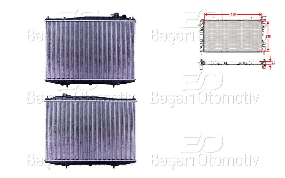 NISSAN D22 PICK UP 2.5TD 98-01SU RADYATORU BRAZING MT 450X688X26 MM
