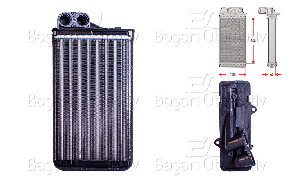 PEUGEOT406 1.6 1.8 1.9 D 95 >KALORIFER RADYATORU MEKANIK MT-AT 248X158X42 MM