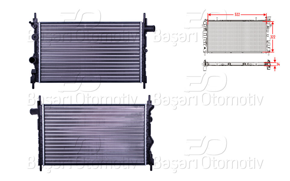 OPEL KADET E1 3 88>SU RADYATORU MEKANIK MT 525X322X23