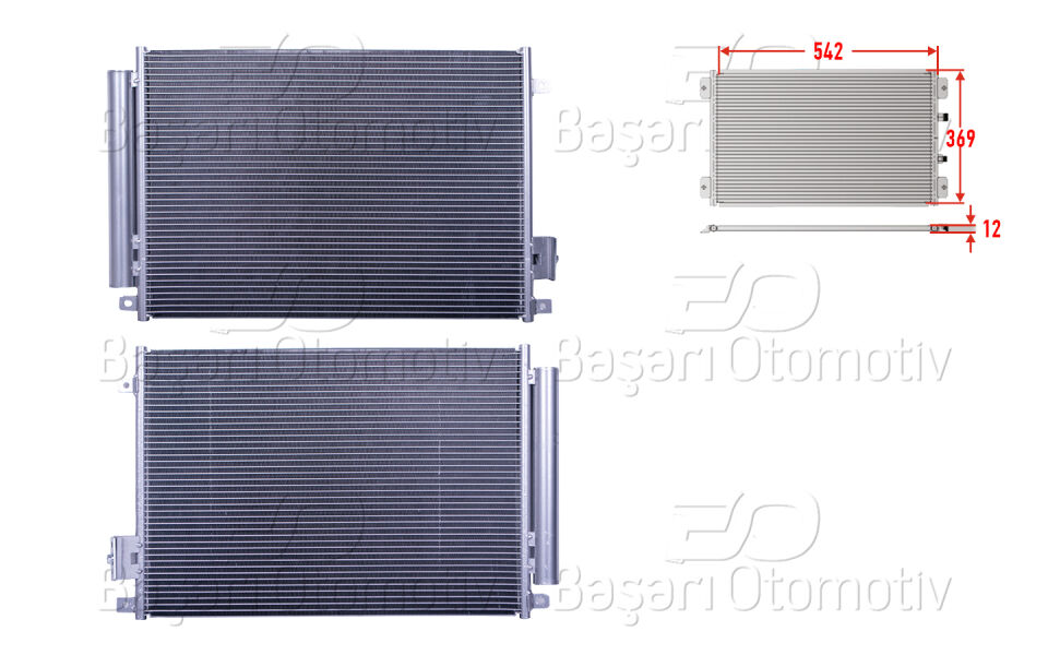 FIAT500 1.2. 1.4. 1.3JTD 07> PANDA 12>. LANCIA 11>KLIMA RADYATORU 542X369X12