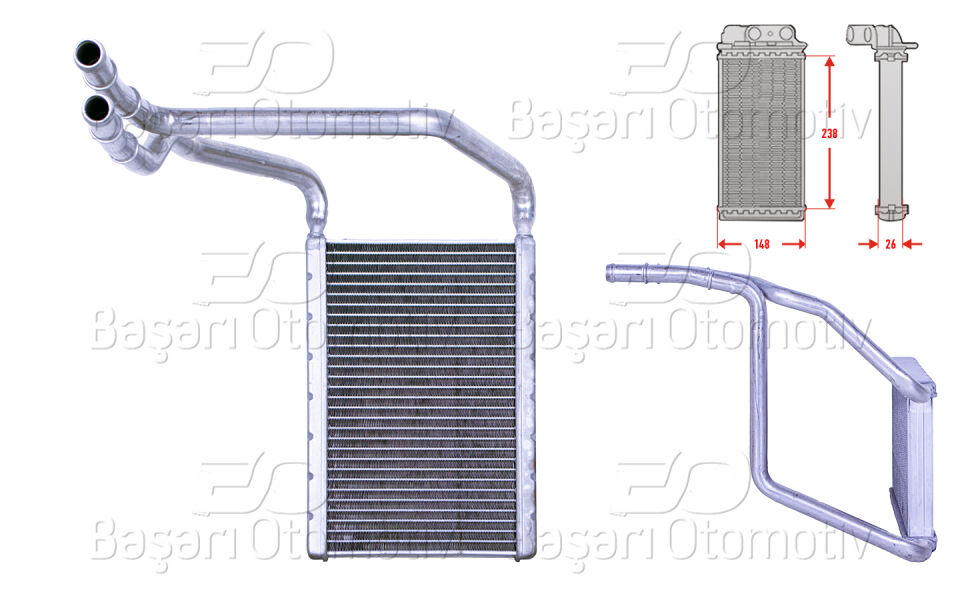 FORD TOURNEO CUSTOM V362 (F3) 2.0 EcoBlue 15> TRANSIT CUSTOM V362 2.0 EcoBlue 15>KALORIFER RADYATORU BRAZING 149X238 MM