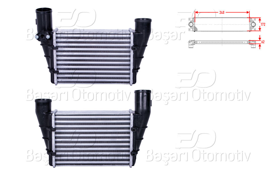 VW PASSAT A4 A6 1.8T1.9 TDI 95-01TURBO RADYATORU (INTERCOOLER) 240X172X62