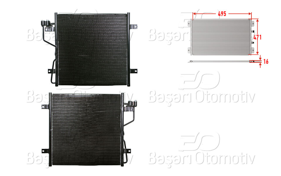 JEEP CHEROKEE 2.4 4X4 2001-2008 JEEP CHEROKEE 2.8 CRD 2010> JEEP CHEROKEE 2.5 4X4 2001-2008KLIMA RADYATORU 495X471X16