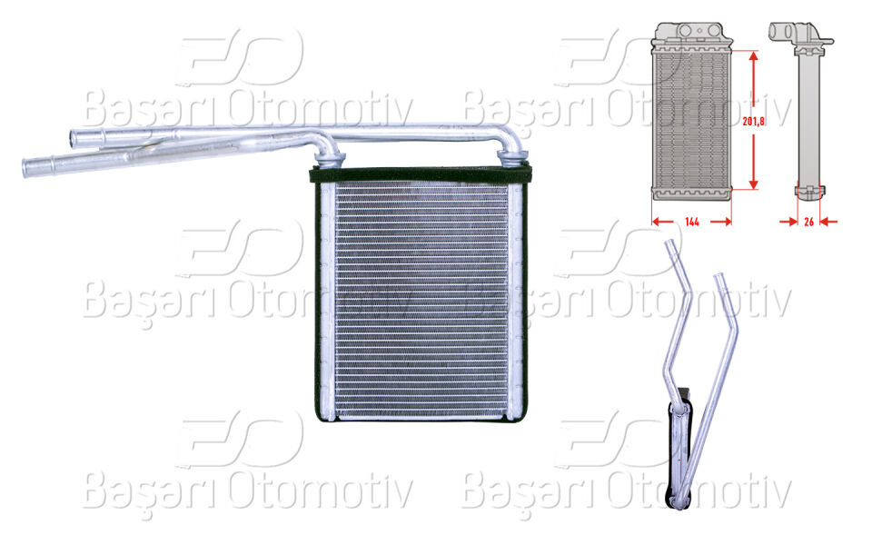 TOYOTA YARIS 1.0 1.33 1.8 1.4 05 >KALORIFER RADYATORU BRAZING 144X197 MM