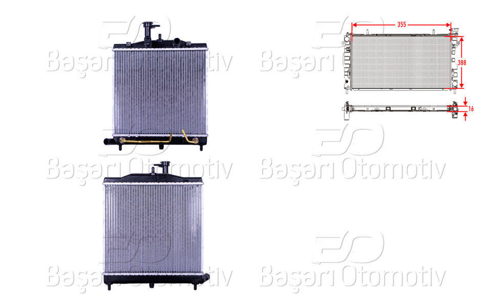 KIA PICANTO 1.1 BENZINLI 07-09SU RADYATORU BRAZING AT 355X388X16