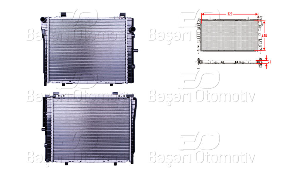 MERCEDES-BENZ C SERISI (W202) 200-230 KOMPRESOR 95-00/ CLK (C208) 200 KOMPRESOR 97-00SU RADYATORU BRAZING AT 520X418X26