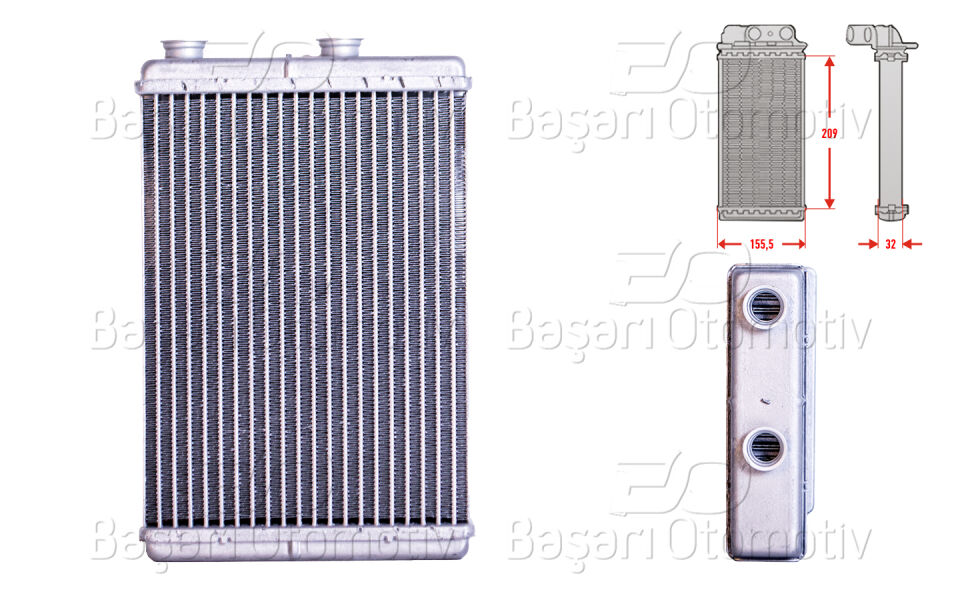 FIAT DOBLO CARGO 1.2 1.3 D 1.3 JTD 1.9 JTD FIAT IDEA 1.2 16V 1.3 D 1.4 FIAT PUNTO 1.2 1.3 JTD 1.8 1.9 JTD 1999>KALORIFER RADYATORU BRAZING 208X158 MM