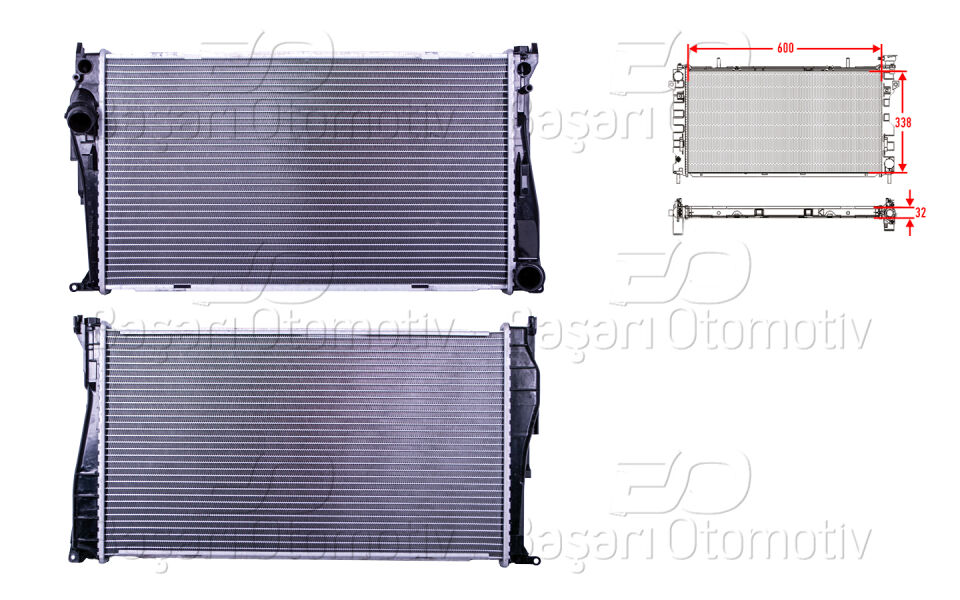 BMW X1 E84 1.6I. 2.0SDRIVE. E90. E91. E92 3.35I. Z4 E89SU RADYATORU BRAZING MT-AT 600X338X32