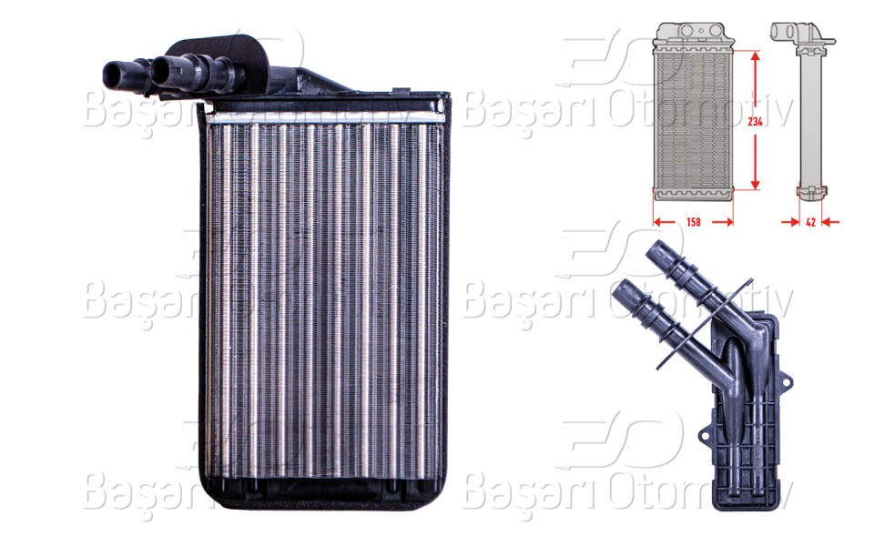 RENAULT CLIO 2 SYM 1.2 1.4 1.5 1.6 16V 98 >KALORIFER RADYATORU MEKANIK MT-AT 234X158X42 MM