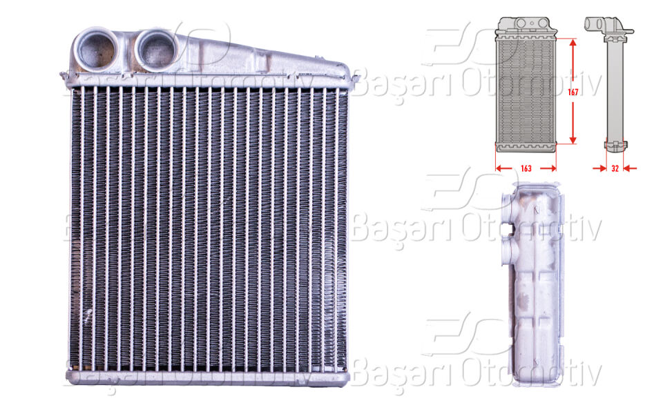NISSAN MICRO C+C 3 RENAULT CLIO 1.2 16V 1.4 1.5 DCI MODUS 1.2 1.5 DCI 1.6 TWINGO 2 1.2 1.5 DCI 1.6 RS 2003>KALORIFER RADYATORU BRAZING 167X171 MM