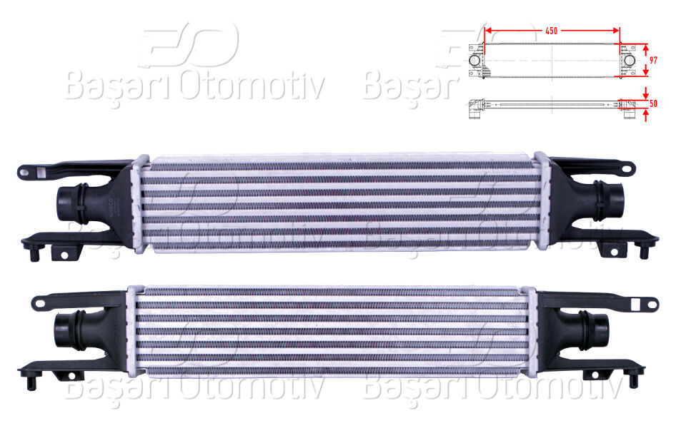 OPEL CORSA D CORSA D VAN 1.3 CDTI 06 >TURBO RADYATORU (INTERCOOLER) 450X97X50