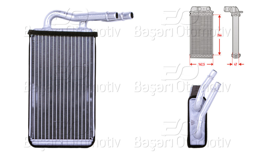 FORD TRANSIT BOX 2.0 DI 2.3 2.4 DI 2000>KALORIFER RADYATORU BRAZING 245X145 MM