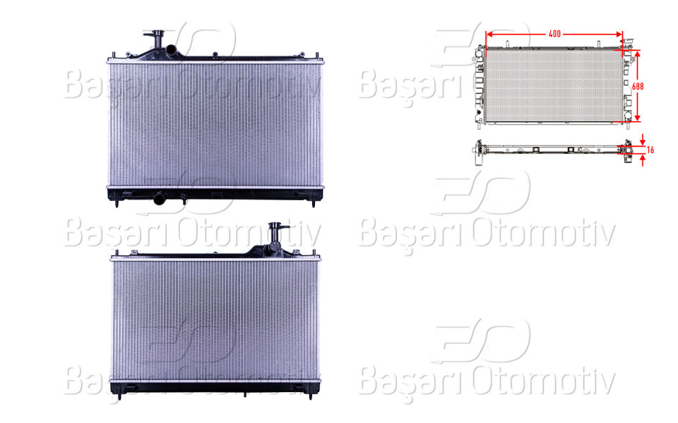 MITSUBISHI OUTLANDER 3 (GG_W, GF_W, ZJ, ZL, ZK) 2.0-2.4 HYBRID 12>SU RADYATORU BRAZING MT 400X688X16