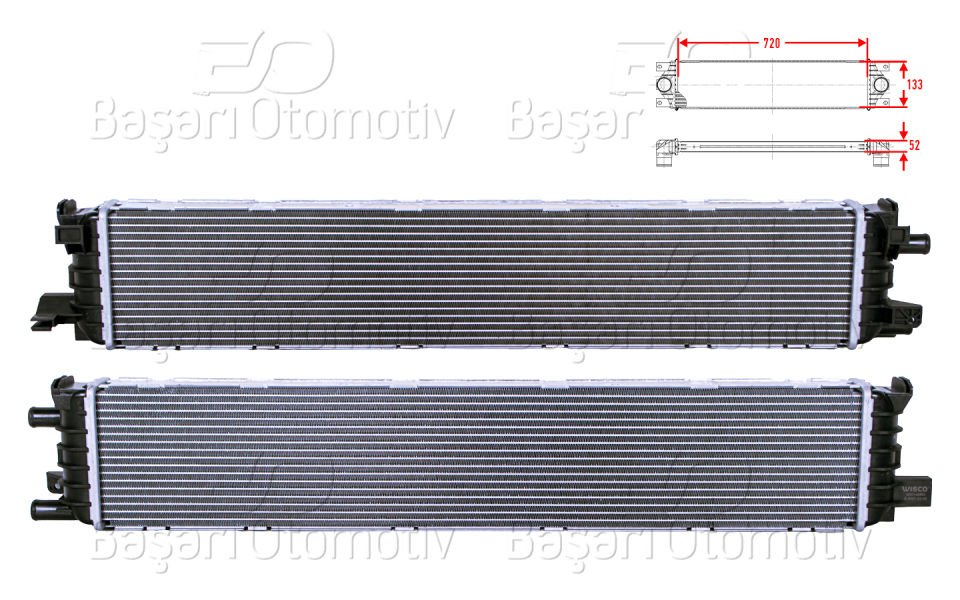 VW GOLF7 (5G1, BQ1, BE1, BE2) 1.4 GTE 12-21 SEAT LEON SC (5F5) 1.2 TSI 13-18 AUDI A4 B8 (8K2) 2.0 TDI 07-16TURBO RADYATORU (INTERCOOLER) 720X133X52
