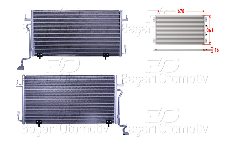PEUGEOT PARTNER 96>KLIMA RADYATORU 670X341X16