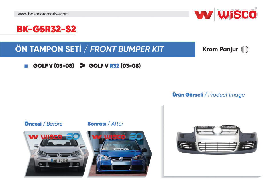 VW GOLF 5 R32 04-08TAMPON SETI ON KROM PANJURLU