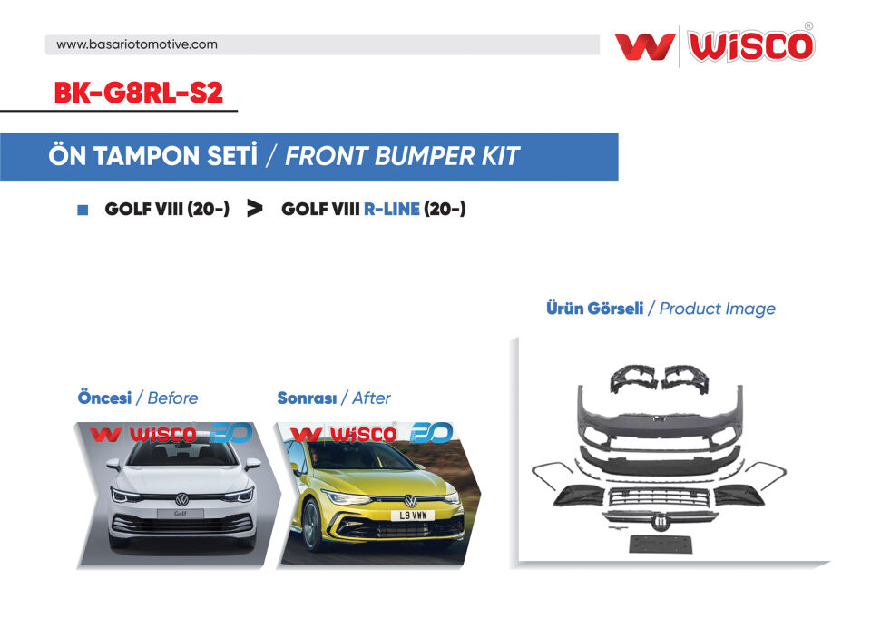 VW GOLF 8 R-LINE 20-TAMPON SETI ON