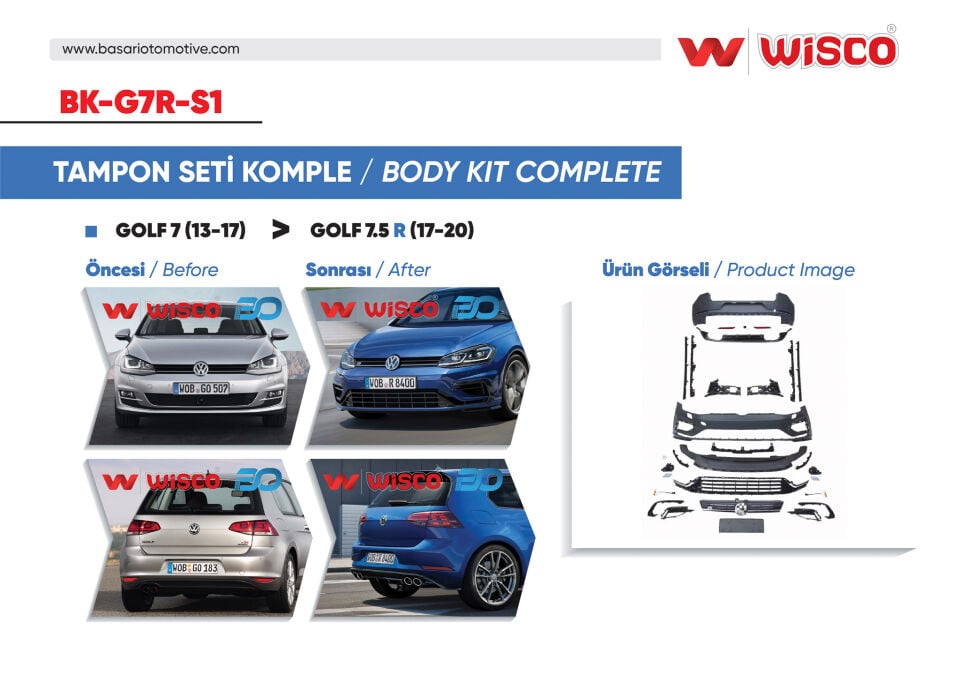 VW GOLF 7.5 R (13-17  GOLF 7 ICIN UYUMLUDUR)TAMPON SETI KOMPLE (ON-ARKA-YAN)