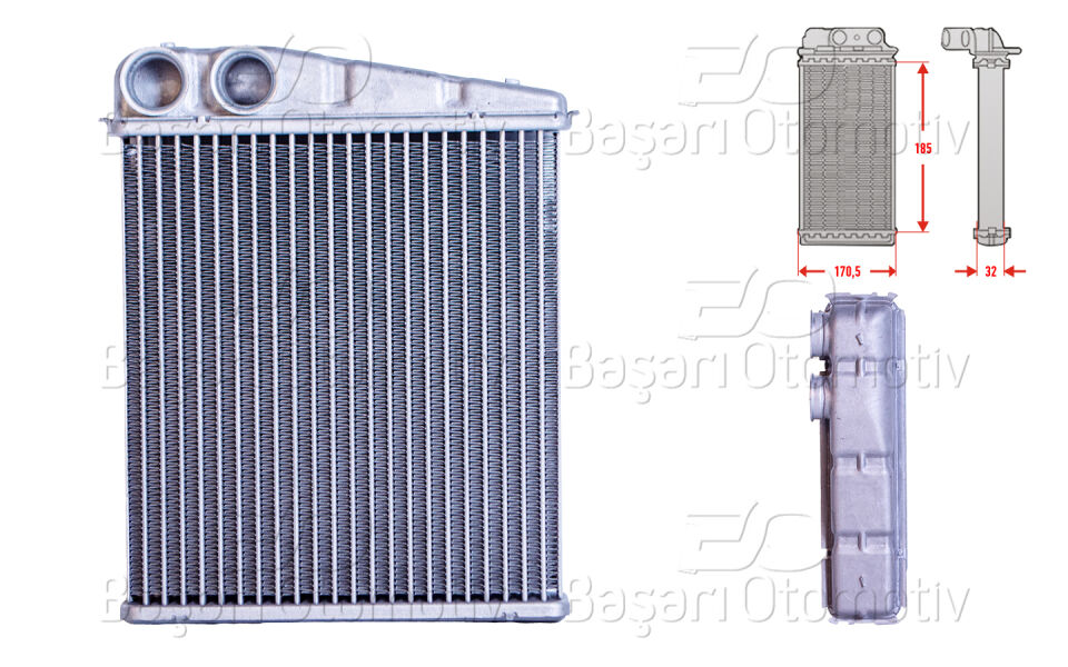 VW CADDY GOLF5 JETTA PASSAT LEON GOLF6 A3 LEON SHARAN TIGUAN SCIROCCO OCTAVIA YETI SUPERB ALTES TOLEDO Q3 TT 04-13KALORIFER RADYATORU BRAZING 185X176 MM