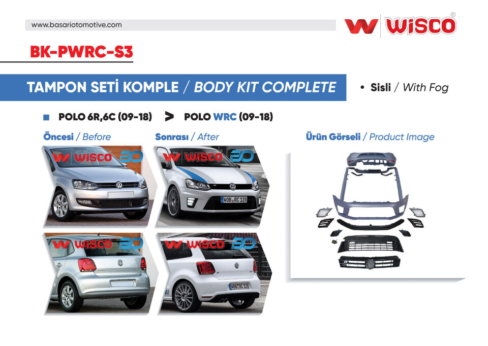VW POLO WRC 09-18TAMPON SETI KOMPLE ON-ARKA-YAN) SIS FARLI