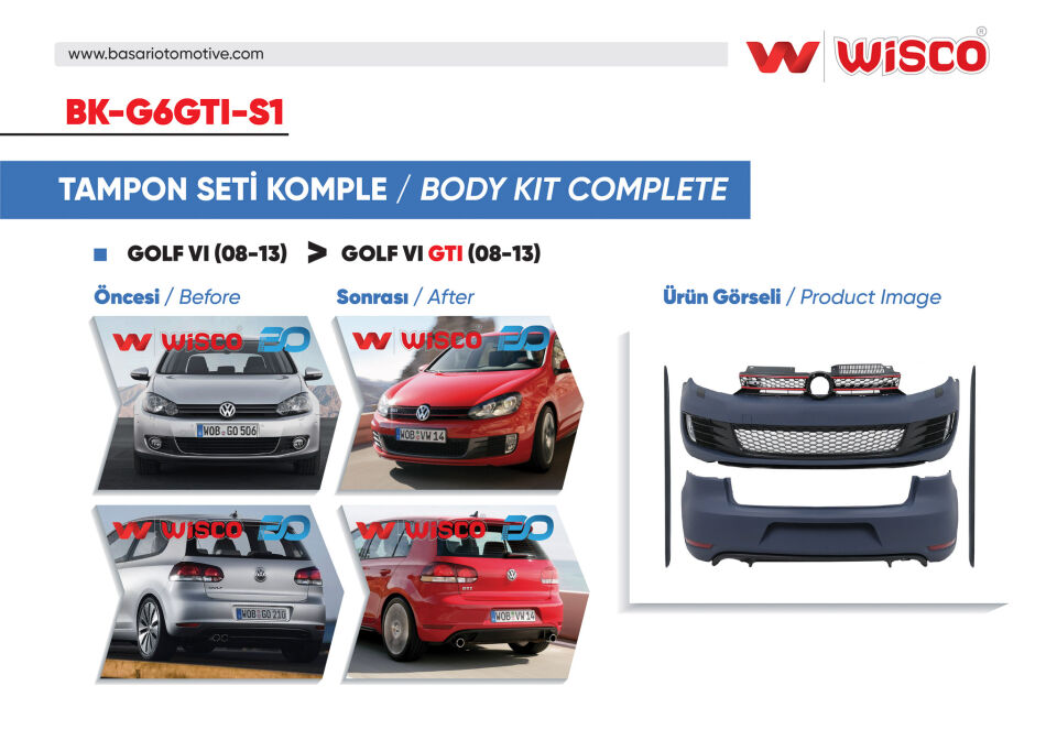 VW GOLF 6 GTI 08-13TAMPON SETI KOMPLE (ON-ARKA-YAN)