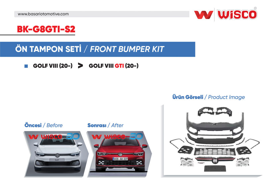 VW GOLF 8 GTI 20-TAMPON SETI ON