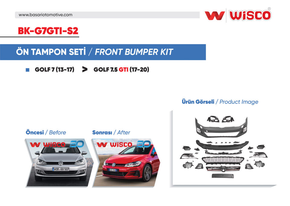VW GOLF 7.5 GTI (13-17  GOLF 7 ICIN UYUMLUDUR)TAMPON SETI ON