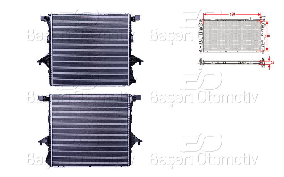 VW AMAROK 2.0 10>SU RADYATORU BRAZING MT 620X580X26 MM
