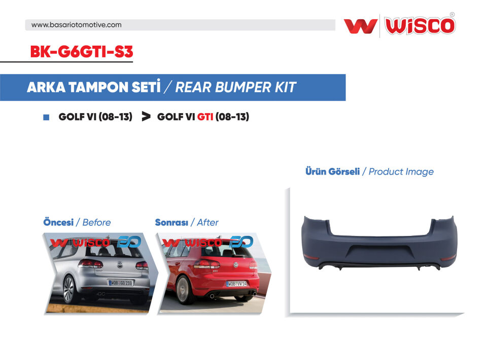 VW GOLF 6 GTI 08-13TAMPON SETI ARKA