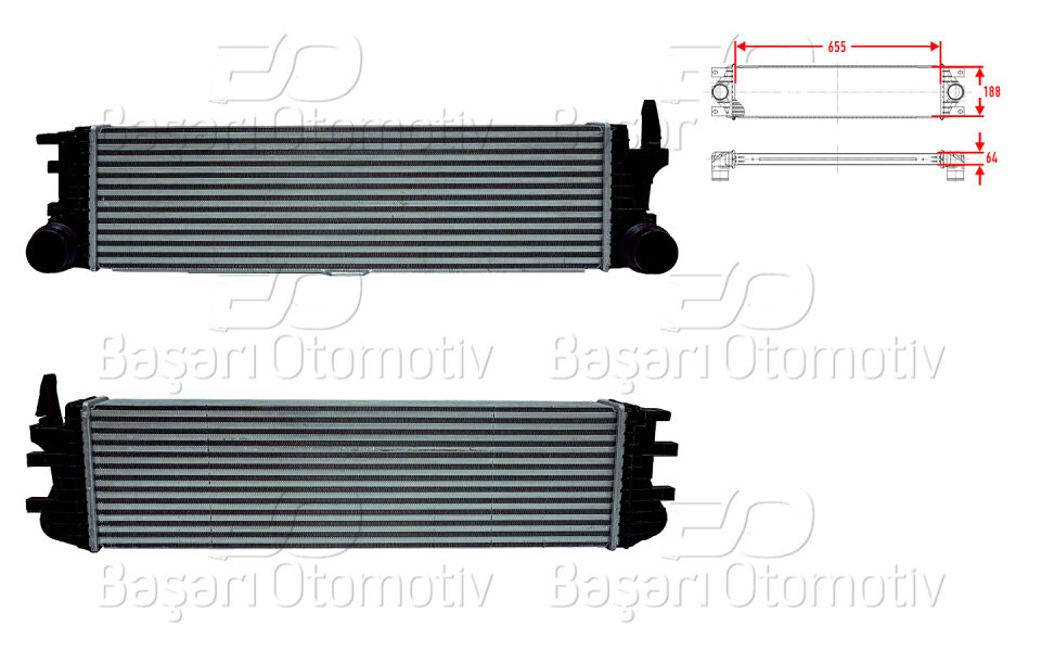 MERCEDES-BENZ VITO (W447) 114 CDI - 116 CDI - 119 BlueTEC 14>TURBO RADYATORU (INTERCOOLER) 655X188X64
