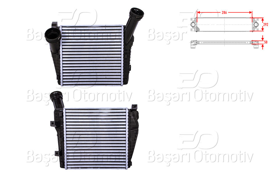VW TOUAREG 3.0 V6 AUDI Q7 3.0 TDI 04 >TURBO RADYATORU (INTERCOOLER) 286X292X50