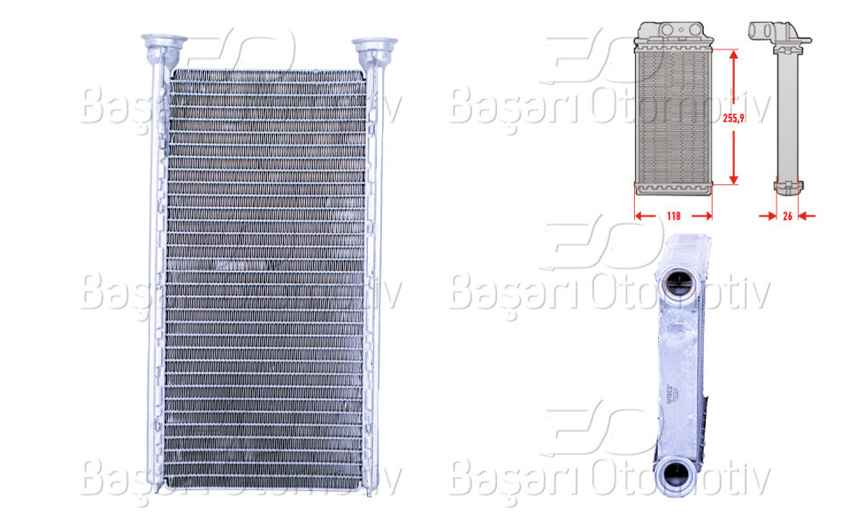 SUBARU IMPREZA Sedan (GE, GV) 1.5 08> IMPREZA Hatchback (GR, GH, G3) | B3 2.0 D 08-12 WRX Sedan (GJ) STI 2.5 14>KALORIFER RADYATORU BRAZING 119X252 MM