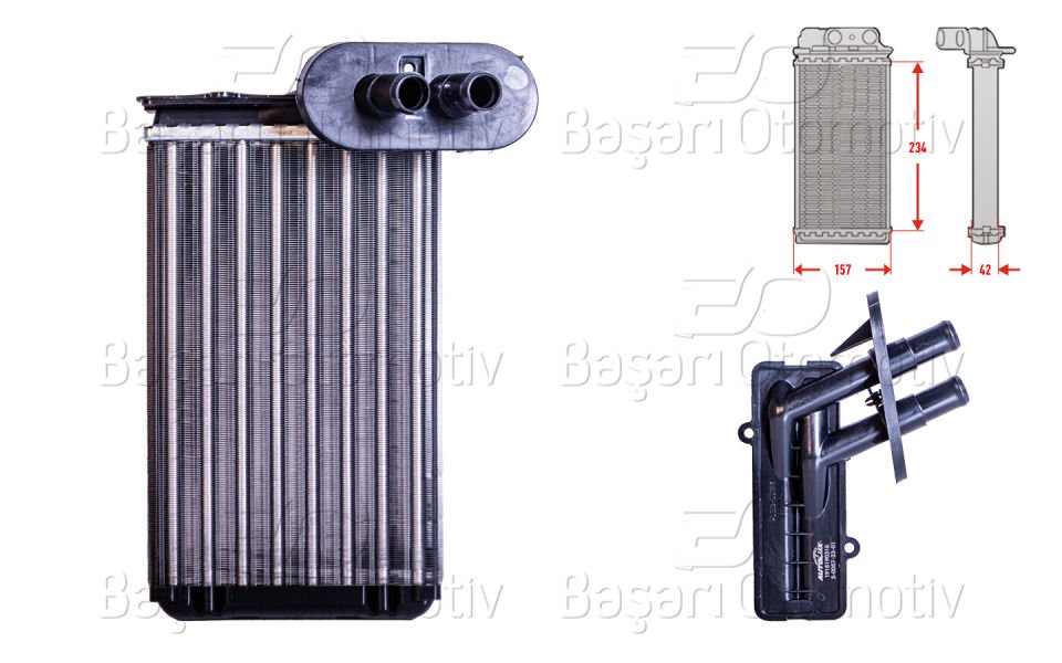 VW T4 (70B, 70C, 7DB, 7DK, 70J, 70K) 2.4 D 92-03KALORIFER RADYATORU MEKANIK 234X157 MM