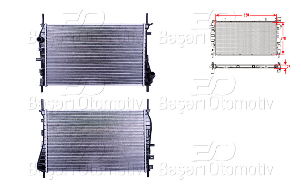 FORD MONDEO 2.0TDCI 00>SU RADYATORU BRAZING MT 620X378X26 MM